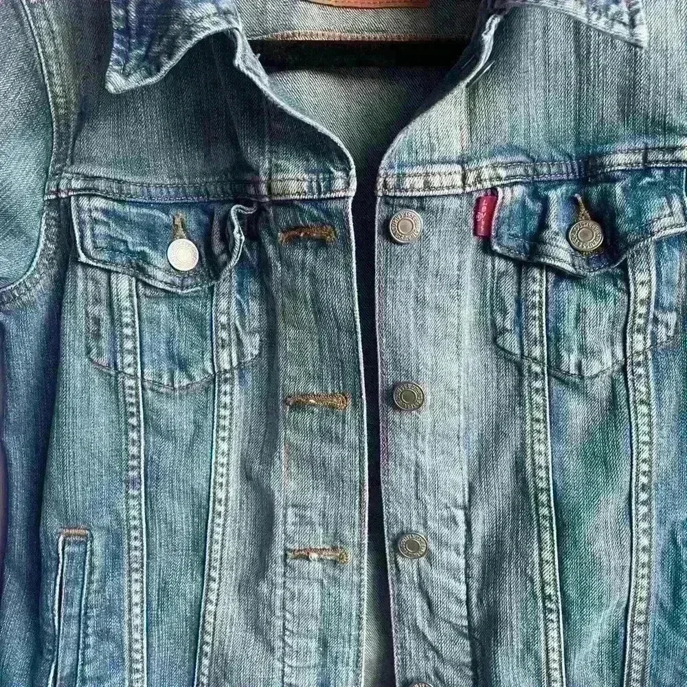 Levis Original Denim Trucker Jacket Blue  Cotton Button Up size XS - Picture 11 of 11